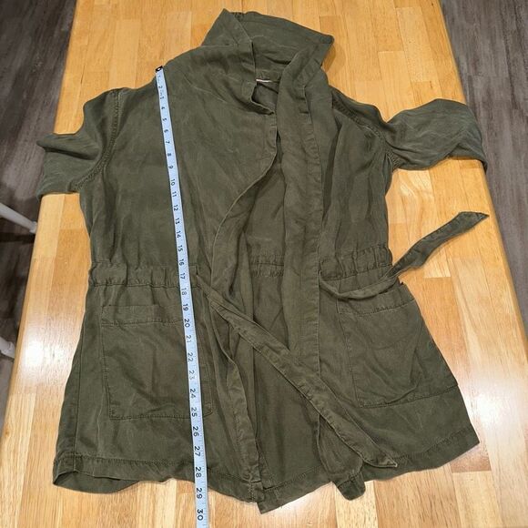 Nanette Lepore Womens Lyocell Army Green Military Jacket Medium Drape Front - Picture 9 of 11